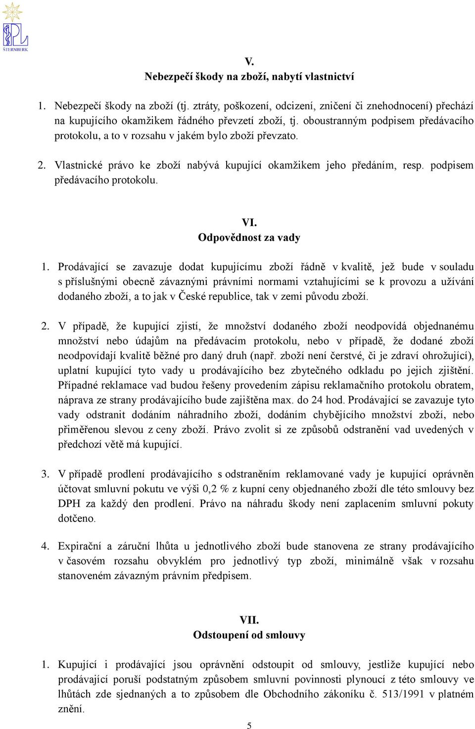 Odpovědnost za vady 1.