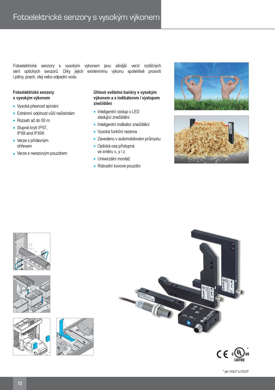 Fotoelektrické sezory s vysokým výkoem Vysoká přesost spíáí Extrémí odolost vůči ečistotám Rozsah až do 50 m Stupě krytí IP 67, IP 68 ad IP 69K Verze s přídavým ohřevem Verze s