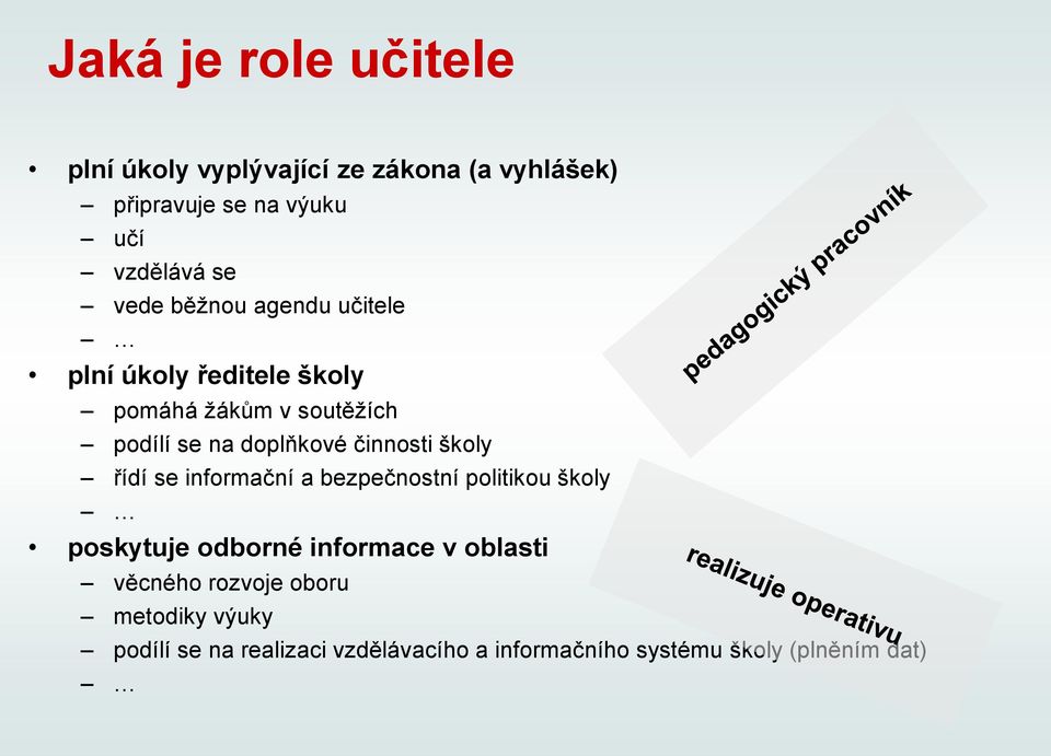 činnosti školy řídí se informační a bezpečnostní politikou školy poskytuje odborné informace v oblasti