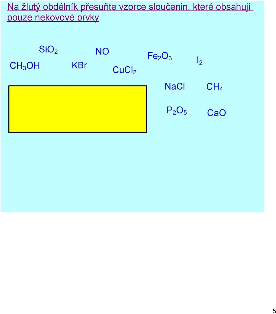 nekovové prvky SiO 2 NO CH 3 OH KBr