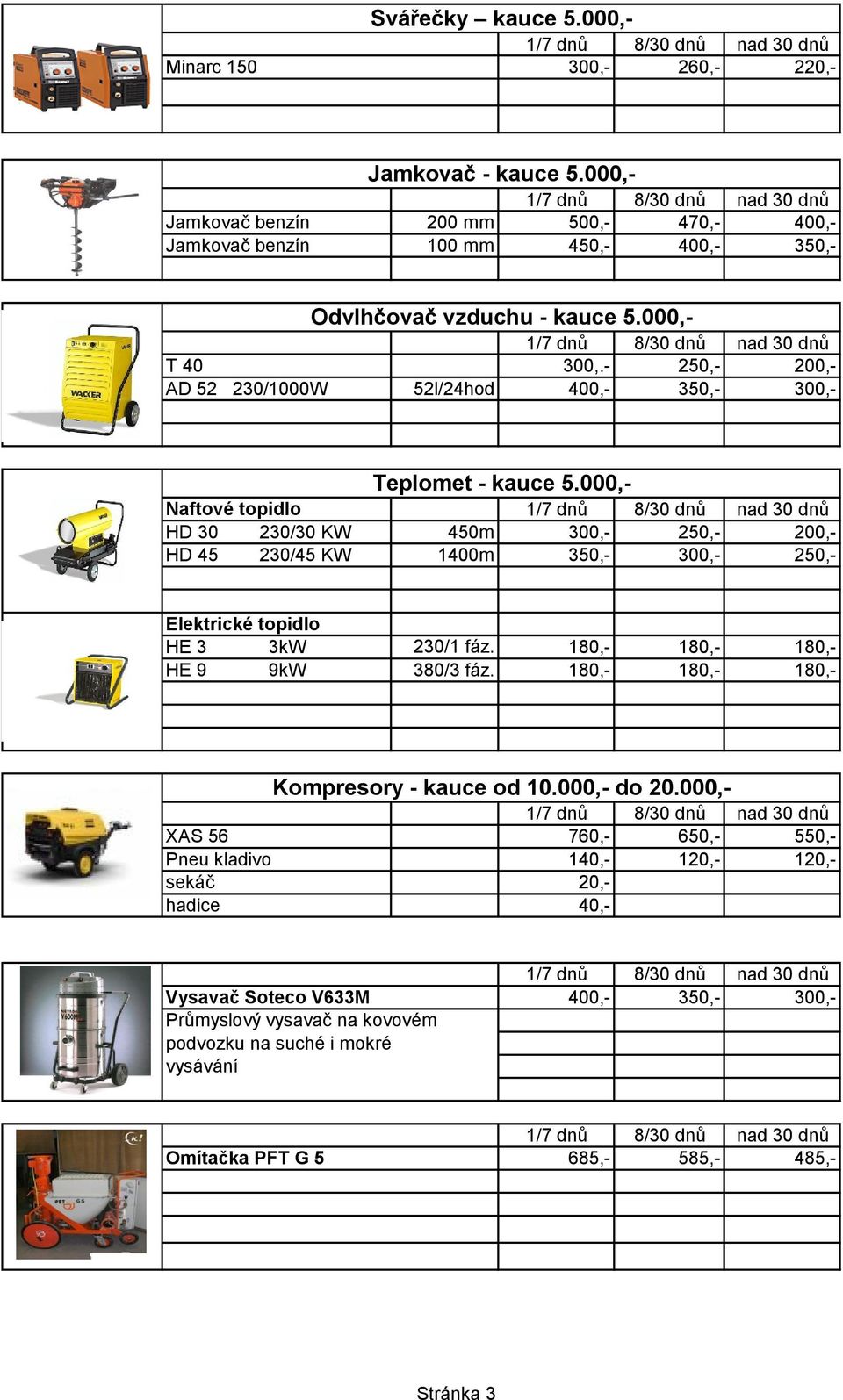 - 250,- 200,- AD 52 230/1000W 52l/24hod 400,- 350,- 300,- Teplomet - kauce 5.