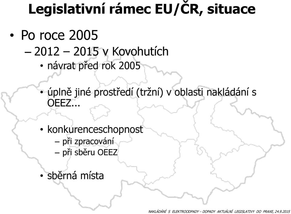 prostředí (tržní) v oblasti nakládání s OEEZ.