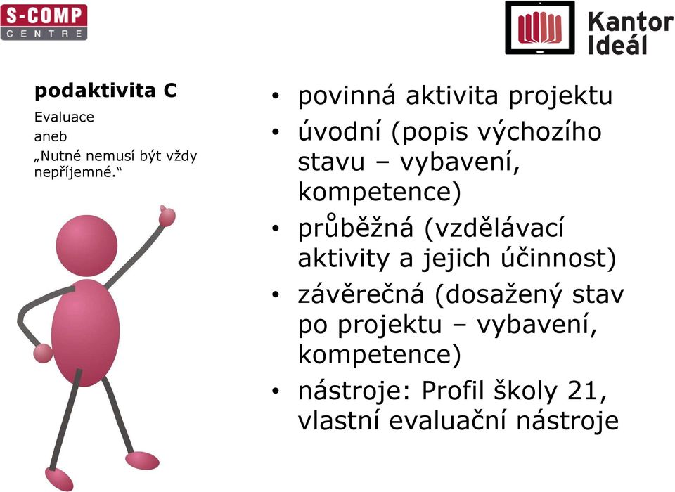 kompetence) průběžná (vzdělávací aktivity a jejich účinnost) závěrečná