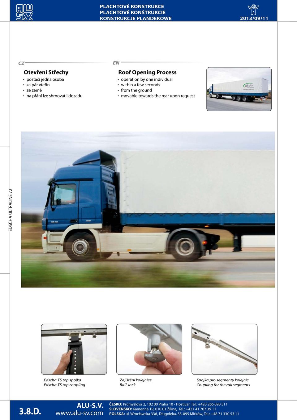 the ground movable towards the rear upon request Edscha TS top spojka Edscha TS top coupling