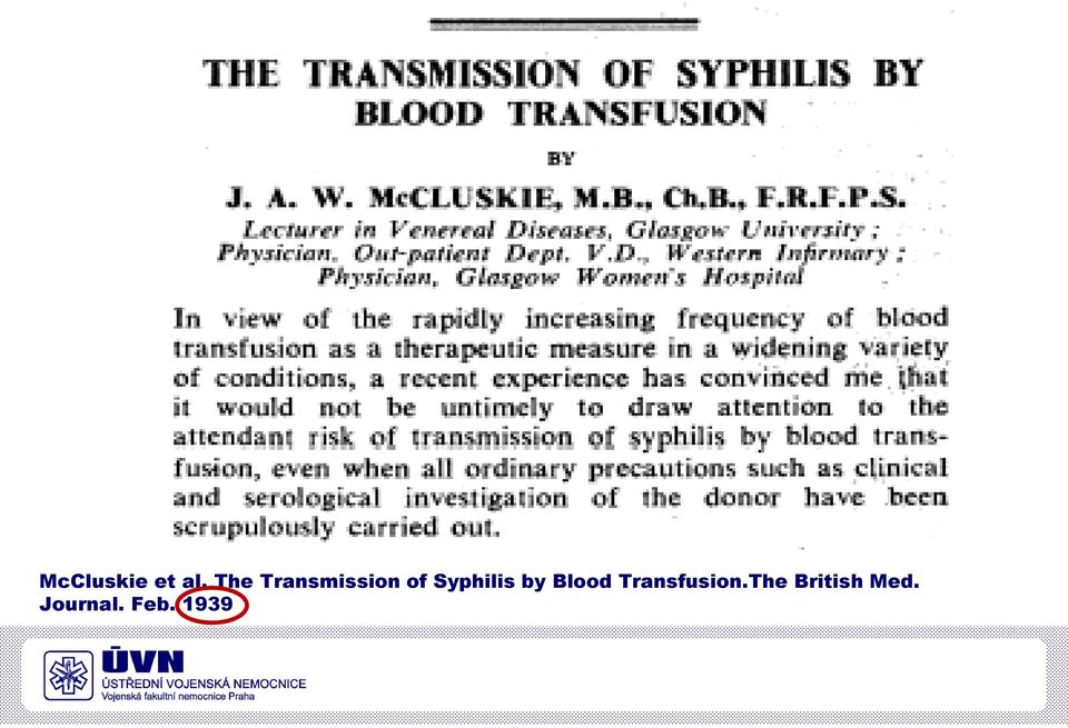 Syphilis by Blood