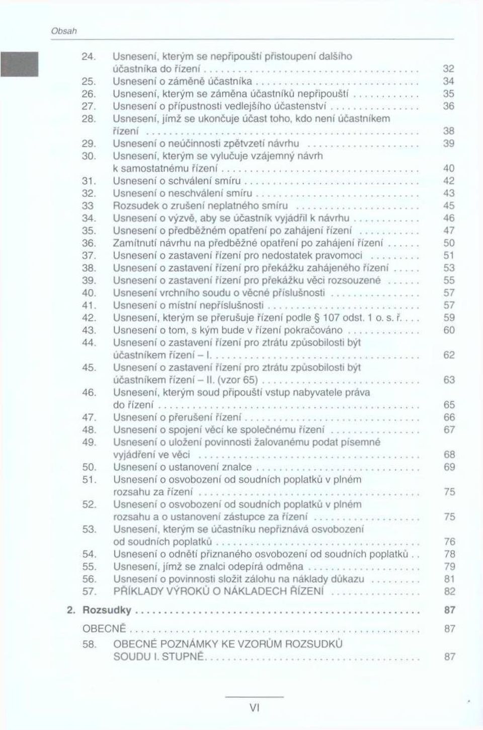 Usnesení, kterým se vylučuje vzájemný návrh к samostatnému říz e n í... 40 31. Usnesení o schválení s m íru... 42 32. Usnesení o neschválení s m íru... 43 33 Rozsudek o zrušeni neplatného smíru.