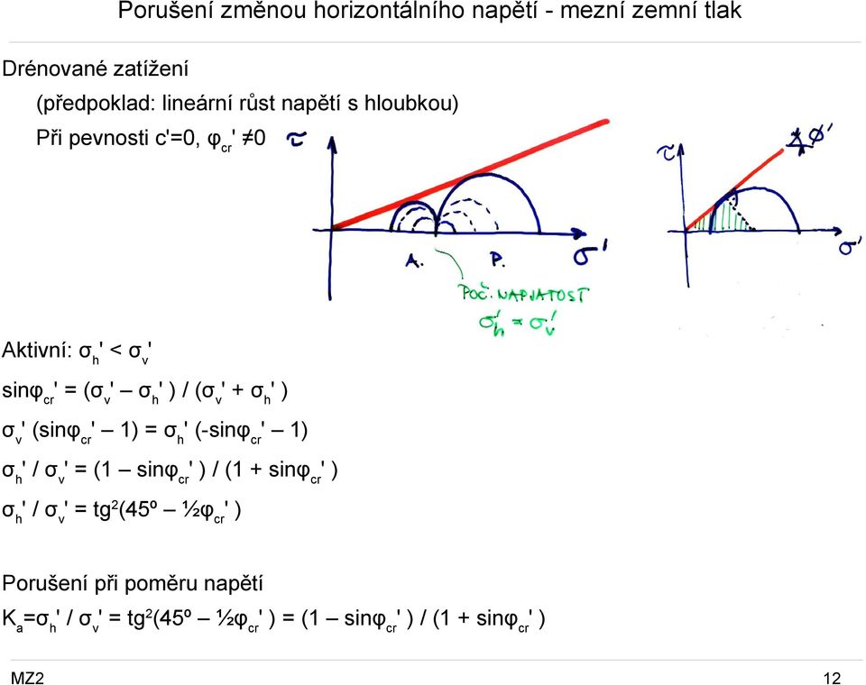 v + ) σ v (sinφ cr 1) = (-sinφ cr 1) / σ v = (1 sinφ cr ) / (1 + sinφ cr ) / σ v = tg 2 (45º ½φ