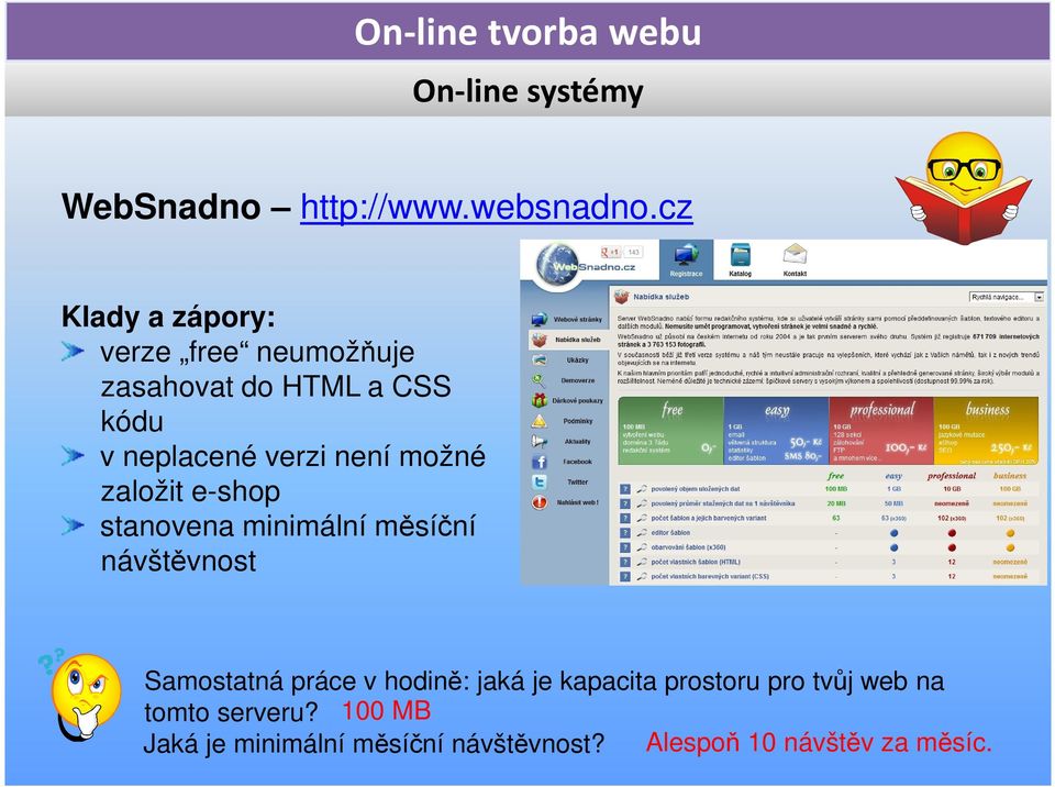 verzi není možné založit e-shop stanovena minimální měsíční návštěvnost Samostatná
