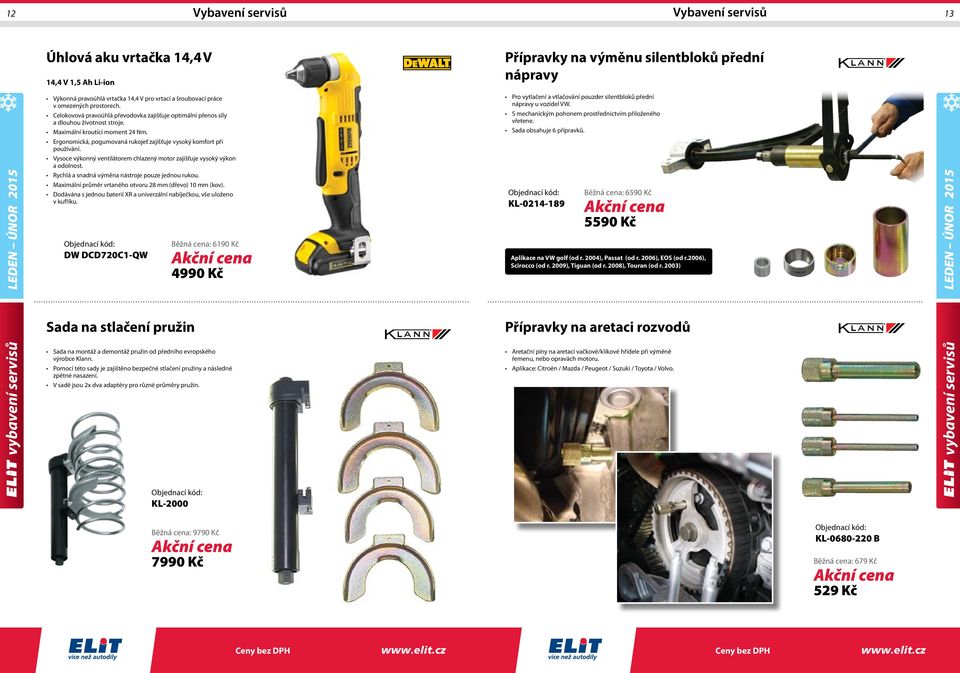 Pro vytlačení a vtlačování pouzder silentbloků přední nápravy u vozidel VW. S mechanickým pohonem prostřednictvím přiloženého vřetene. Sada obsahuje 6 přípravků.