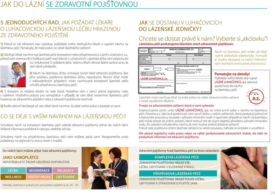 2 Ošetřující lékař navrhne typ lázeňské péče (komplexní nebo příspěvkovou) a Lázně Luhačovice, as, pokud vaše onemocnění (indikace) patří mezi léčené v Luhačovicích Lázeňská léčba není zařazena do