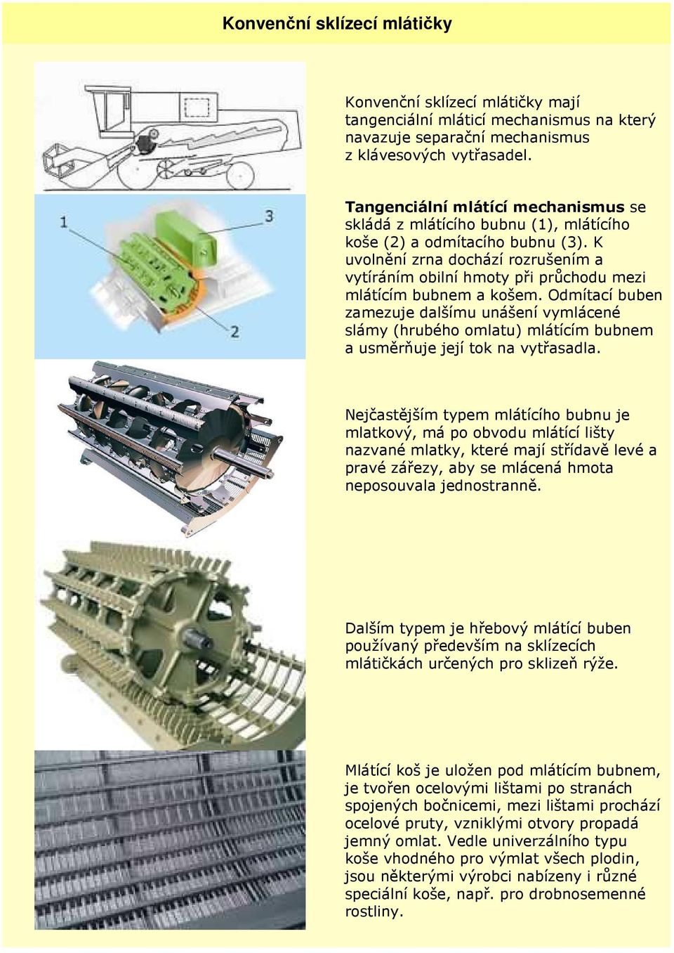 Mlátící a separační mechanismy sklízecích mlátiček - PDF Stažení zdarma