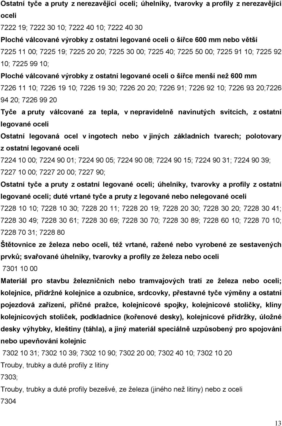 10; 7226 19 10; 7226 19 30; 7226 20 20; 7226 91; 7226 92 10; 7226 93 20;7226 94 20; 7226 99 20 Tyče a pruty válcované za tepla, v nepravidelně navinutých svitcích, z ostatní legované oceli Ostatní