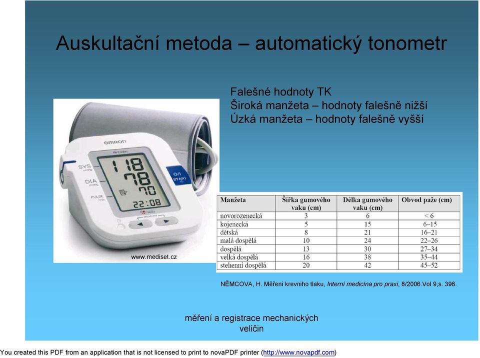 hodnoty falešně vyšší www.mediset.cz NĚMCOVA, H.