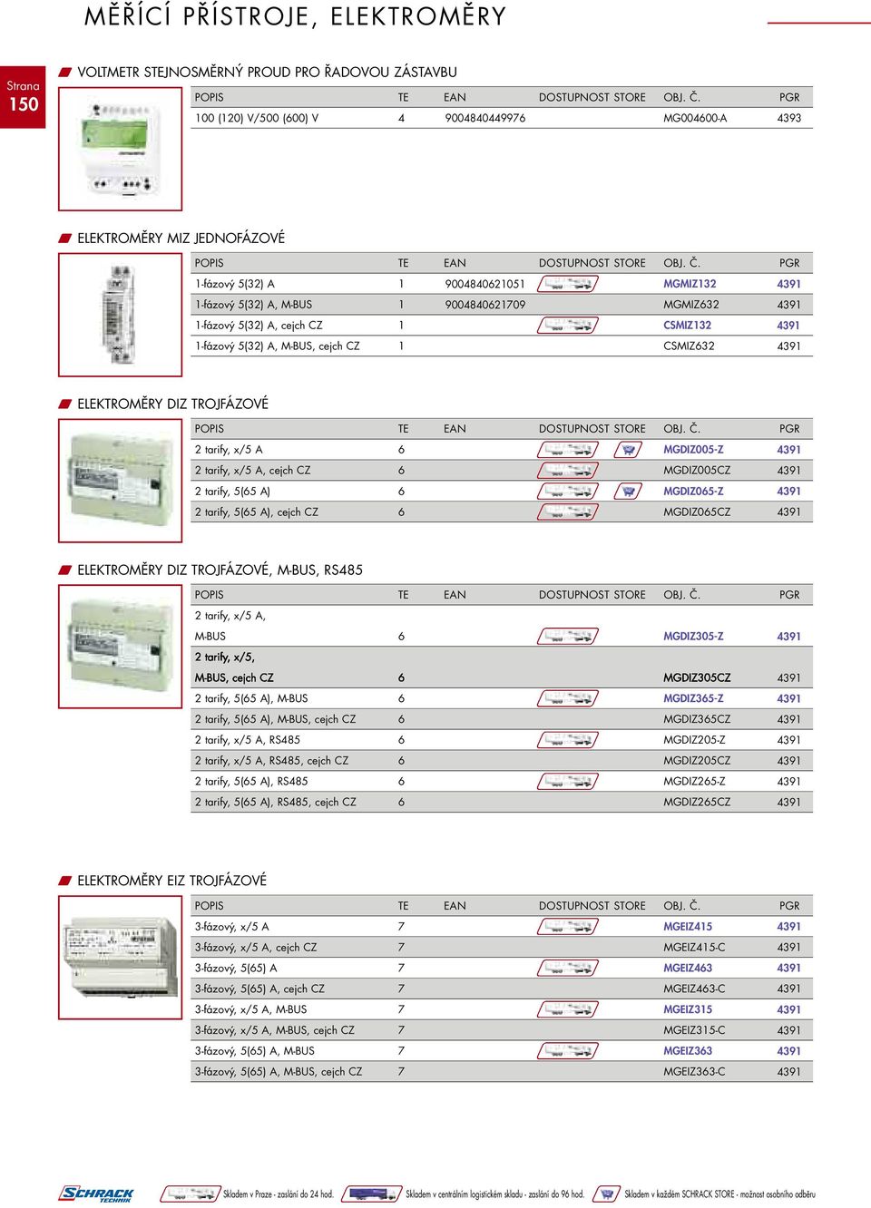 CZ 6 MGDIZ005CZ 2 tarify, 5(65 A) 6 MGDIZ065-Z 2 tarify, 5(65 A), cejch CZ 6 MGDIZ065CZ W ELEKTROMĚRY DIZ TROJFÁZOVÉ, M-BUS, RS485 2 tarify, x/5 A, M-BUS 6 MGDIZ305-Z 2 tarify, x/5, M-BUS, cejch CZ 6