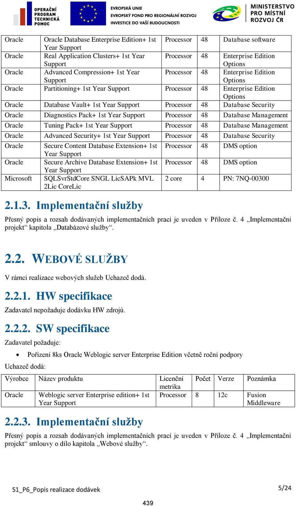 48 Database Security Oracle Diagnostics Pack+ 1st Year Support Processor 48 Database Management Oracle Tuning Pack+ 1st Year Support Processor 48 Database Management Oracle Advanced Security+ 1st