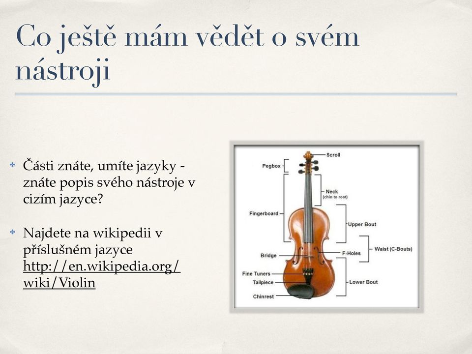 nástroje v cizím jazyce?