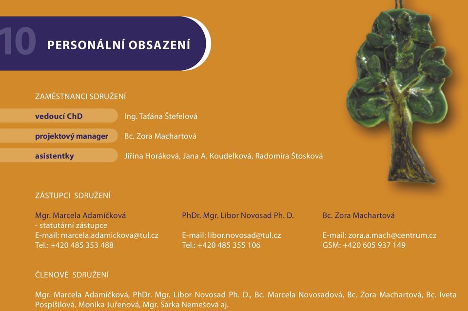 D. E-mail: libor.novosad@tul.cz Tel.: +420 485 355 106 Bc. Zora Machartová E-mail: zora.a.mach@centrum.cz GSM: +420 605 937 149 ČLENOVÉ SDRUŽENÍ Mgr.