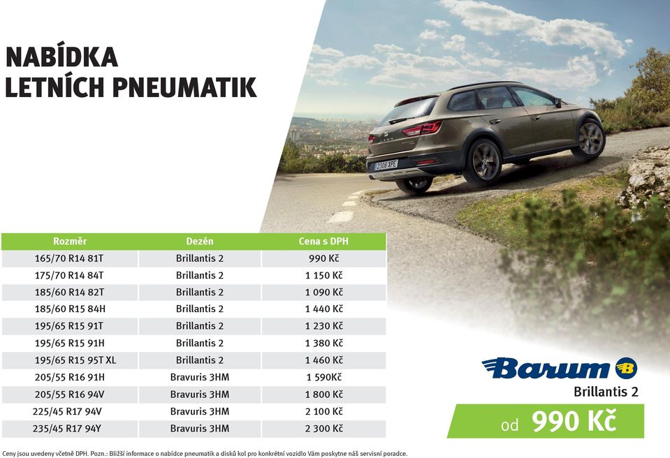 205/55 R16 91H Bravuris 3HM 1 590Kč 205/55 R16 94V Bravuris 3HM 1 800 Kč 225/45 R17 94V Bravuris 3HM 2 100 Kč 235/45 R17 94Y Bravuris 3HM 2 300 Kč