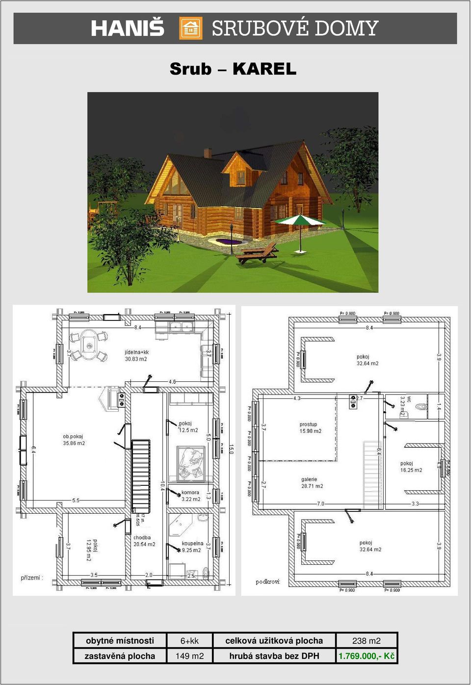 238 m2 zastavěná plocha 149 m2