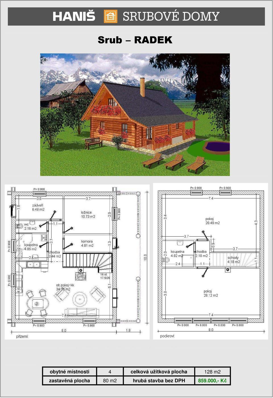 m2 zastavěná plocha 80 m2