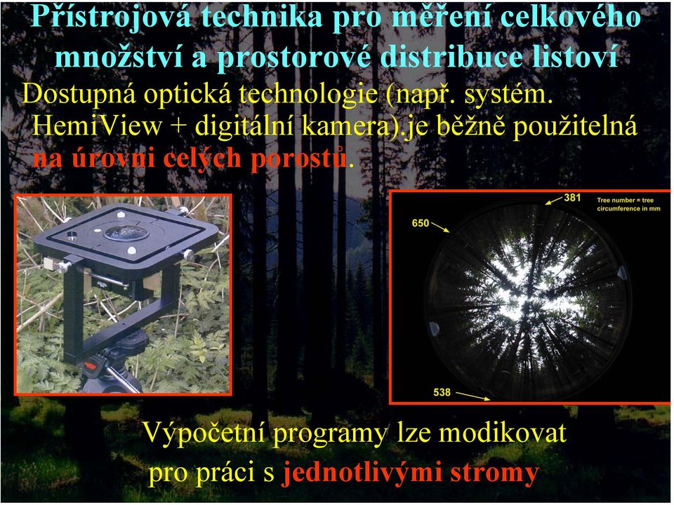 HemiView + digitální kamera).