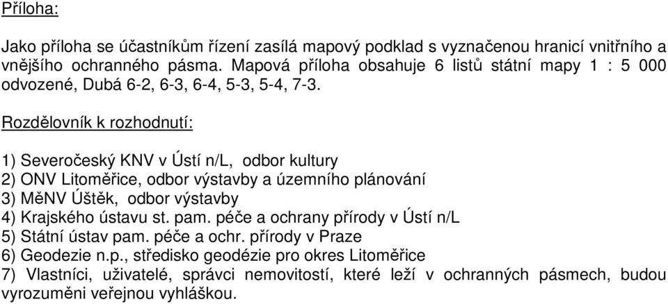 Rozdělovník k rozhodnutí: 1) Severočeský KNV v Ústí n/l, odbor kultury 2) ONV Litoměřice, odbor výstavby a územního plánování 3) MěNV Úštěk, odbor výstavby 4)