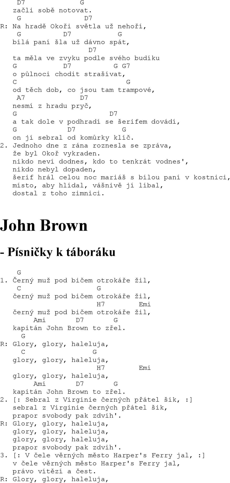 a tak dole v podhradí se šerifem dovádí, 7 on jí sebral od komůrky klíč. 2. Jednoho dne z rána roznesla se zpráva, že byl Okoř vykraden.