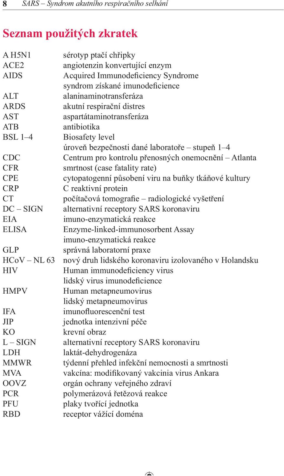 Centrum pro kontrolu přenosných onemocnění Atlanta CFR smrtnost (case fatality rate) CPE cytopatogenní působení viru na buňky tkáňové kultury CRP C reaktivní protein CT počítačová tomografie