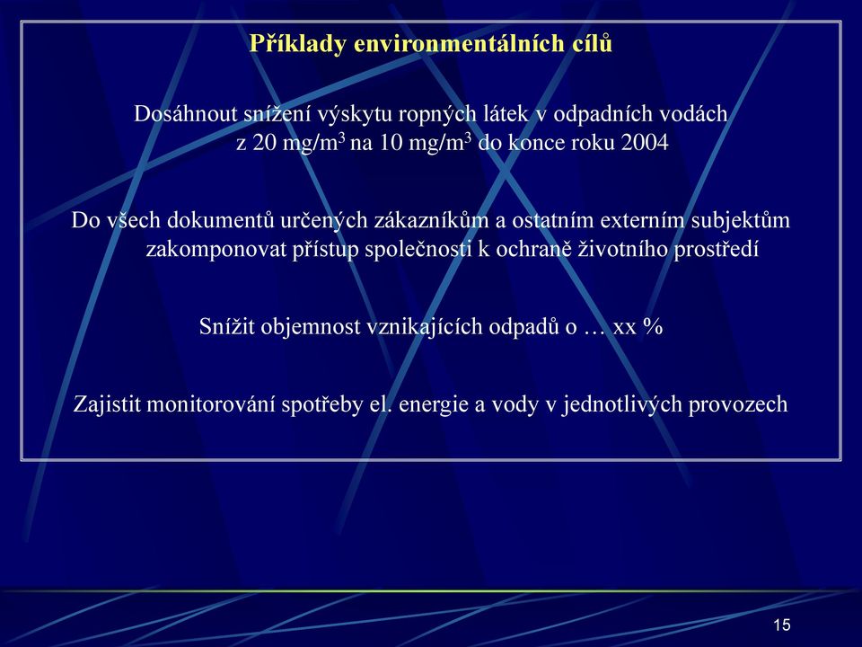 externím subjektům zakomponovat přístup společnosti k ochraně životního prostředí Snížit