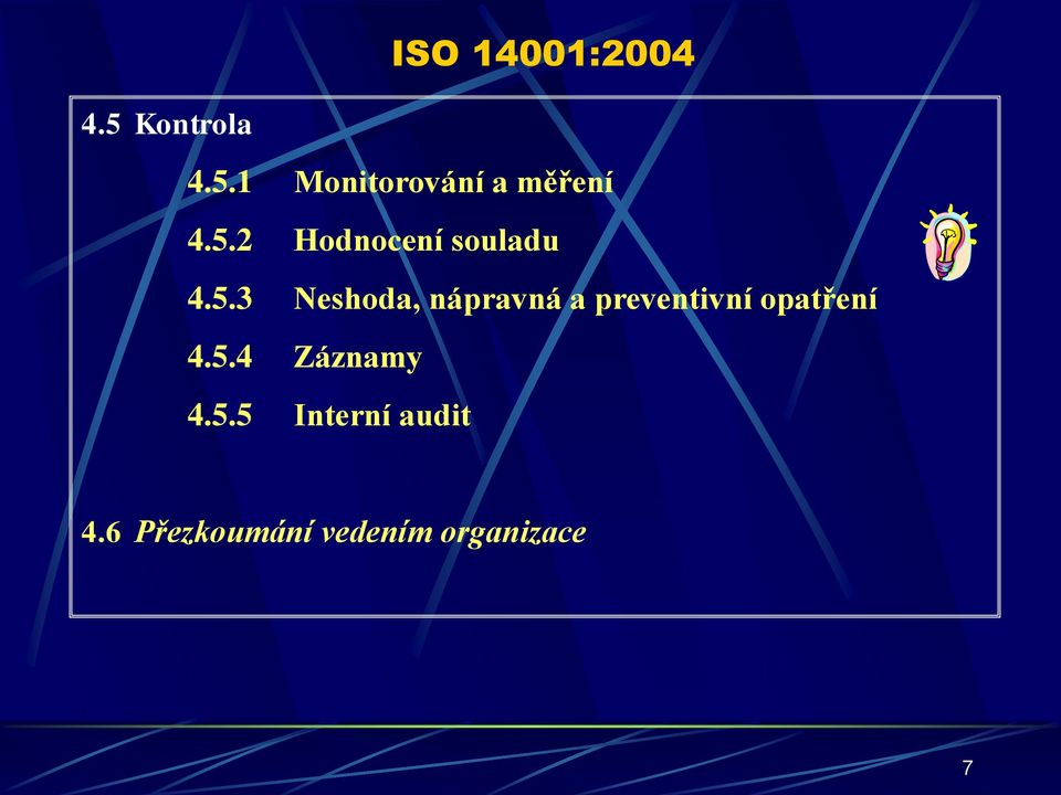 5.4 Záznamy 4.5.5 Interní audit 4.