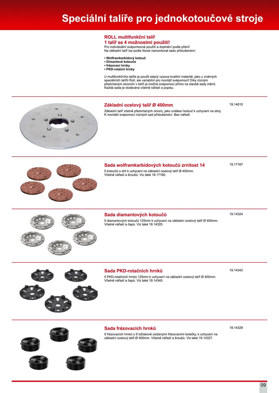 materiál, jako u známých speciálních talířů Roll, ale variabilní pro montáž svépomocí! Díky různým předvrtaným otvorům v talíři je možné svépomocí přímo na stavbě sady měnit.