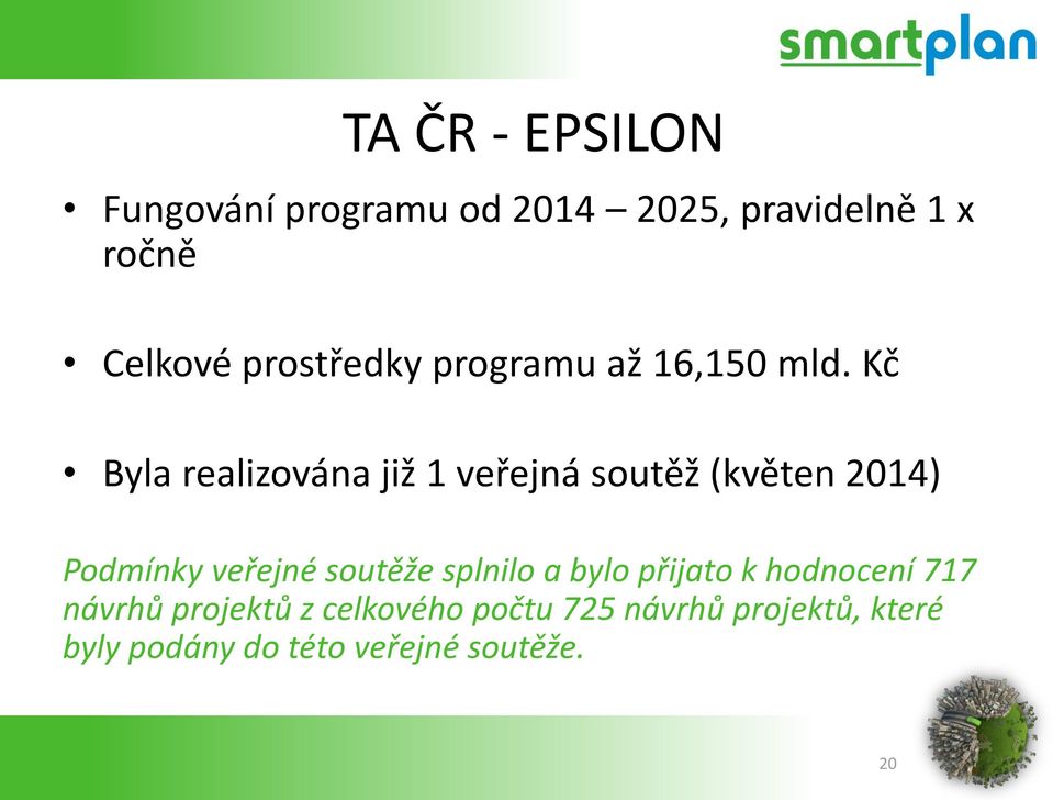 Kč Byla realizována již 1 veřejná soutěž (květen 2014) Podmínky veřejné soutěže