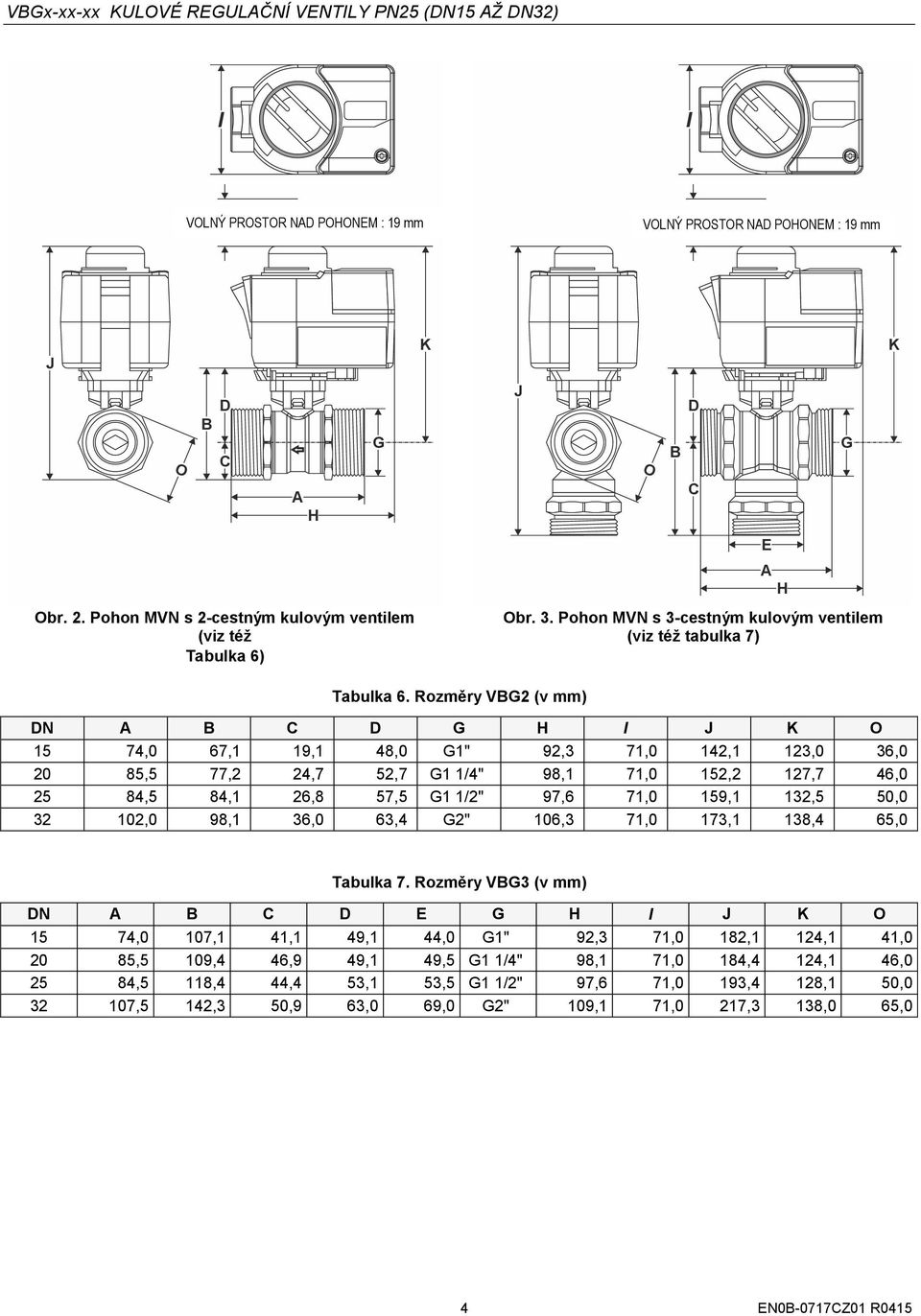 Rozměry VG2 (v mm) DN C D G H I J K O 15 74,0 67,1 19,1 48,0 G1" 92,3 71,0 142,1 123,0 36,0 20 85,5 77,2 24,7 52,7 G1 1/4" 98,1 71,0 152,2 127,7 46,0 25 84,5 84,1 26,8 57,5 G1 1/2" 97,6 71,0 159,1