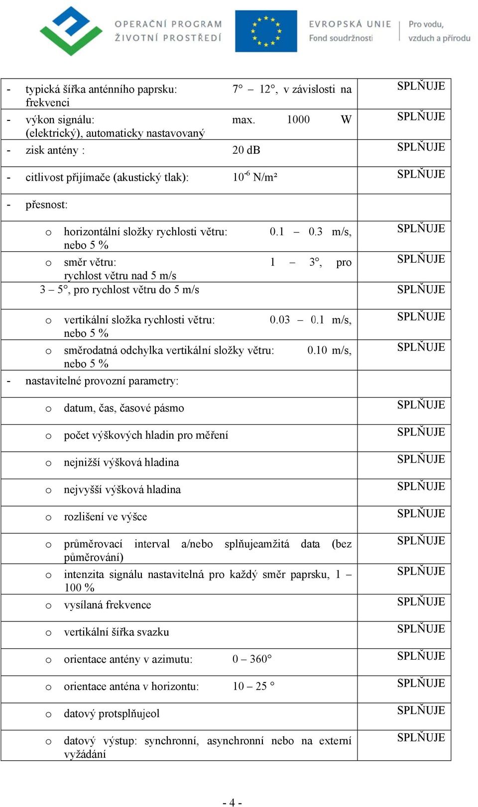 10 m/s, neb 5 % směrdatná dchylka vertikální slžky větru: 0.