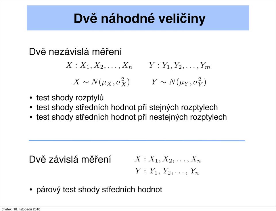středních hodnot při stejných rozptylech test shody středních hodnot při