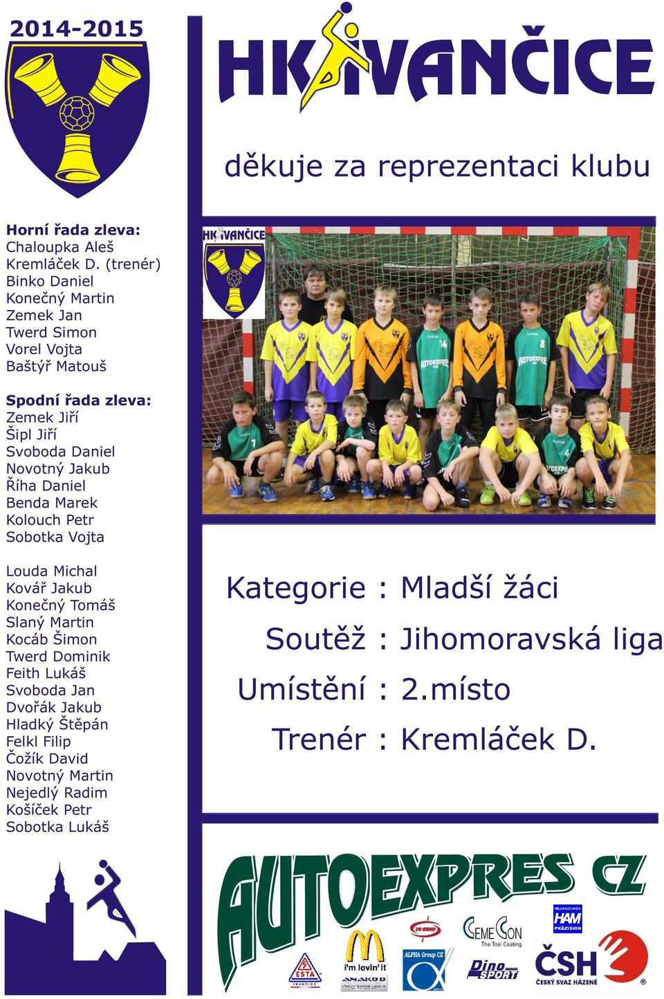 Jakub Říha Daniel Benda Marek Kolouch Petr Sobotka Vojta Louda Michal Kovář Jakub Konečný Tomáš Slaný Martin Kocáb Šimon Twerd