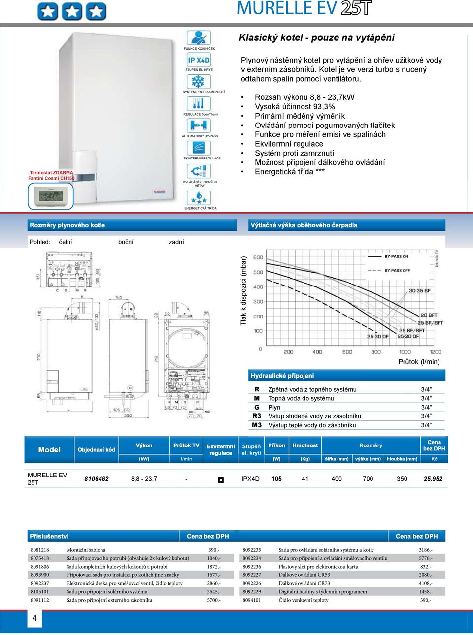 Termostat ZDARMA Fantini Cosmi CH150 SYSTÉM PROTI ZAMRZNUTÍ REGULACE OpenTherm AUTOMATICKÝ BY-PASS EKVITERMNÍ REGULACE OVLÁDÁNÍ 2 TOPNÝCH VĚTVÝ Rozsah výkonu 8,8-23,7kW Vysoká účinnost 93,3% Primární