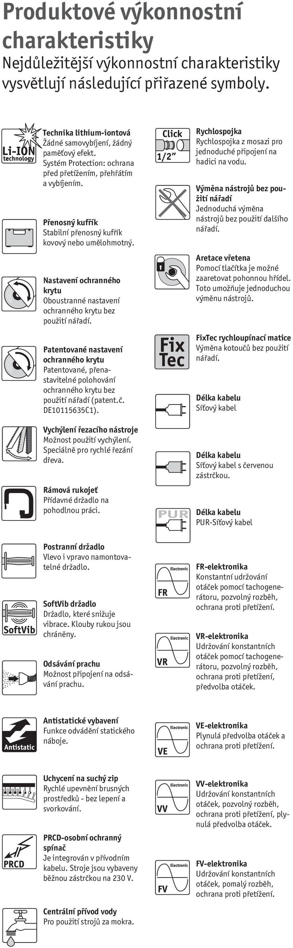 Nastavení ochranného krytu Oboustranné nastavení ochranného krytu bez použití nářadí.