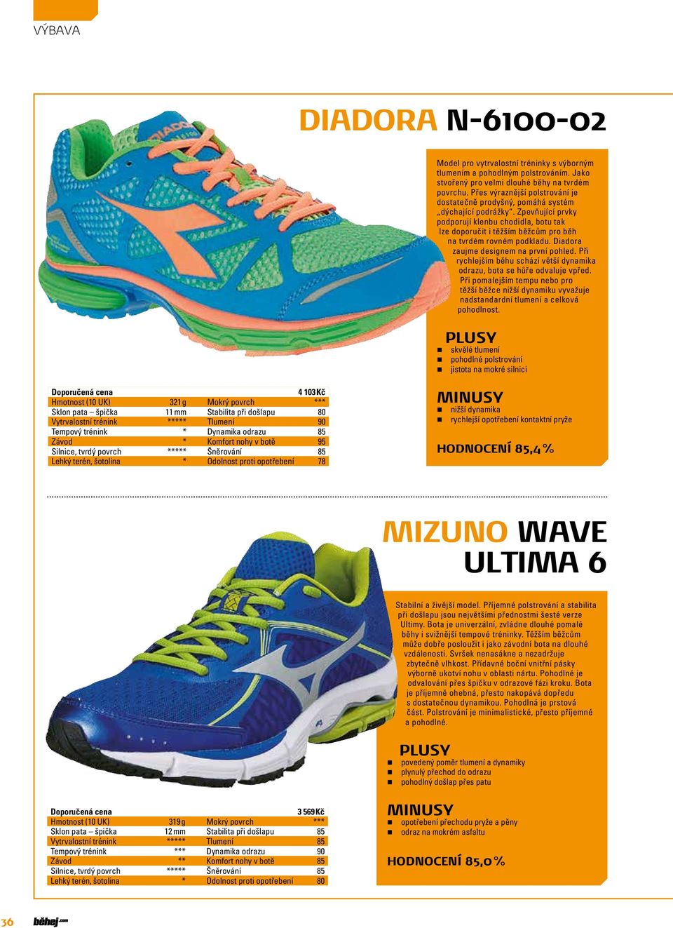 Zpevňující prvky podporují klenbu chodidla, botu tak lze doporučit i těžším běžcům pro běh na tvrdém rovném podkladu. Diadora zaujme designem na první pohled.