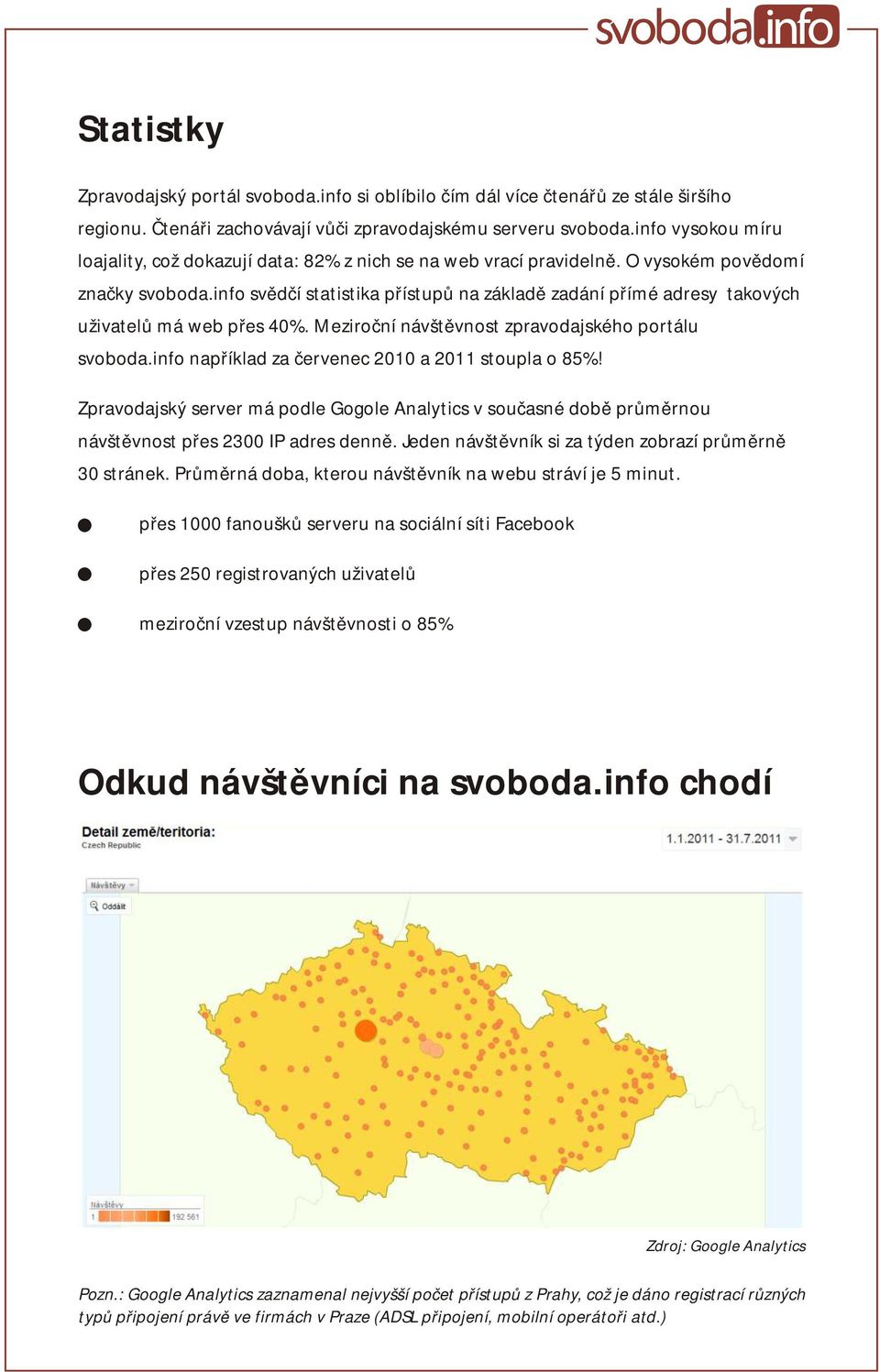 info svědčí statistika přístupů na základě zadání přímé adresy takových uživatelů má web přes 40%. Meziroční návštěvnost zpravodajského portálu svoboda.