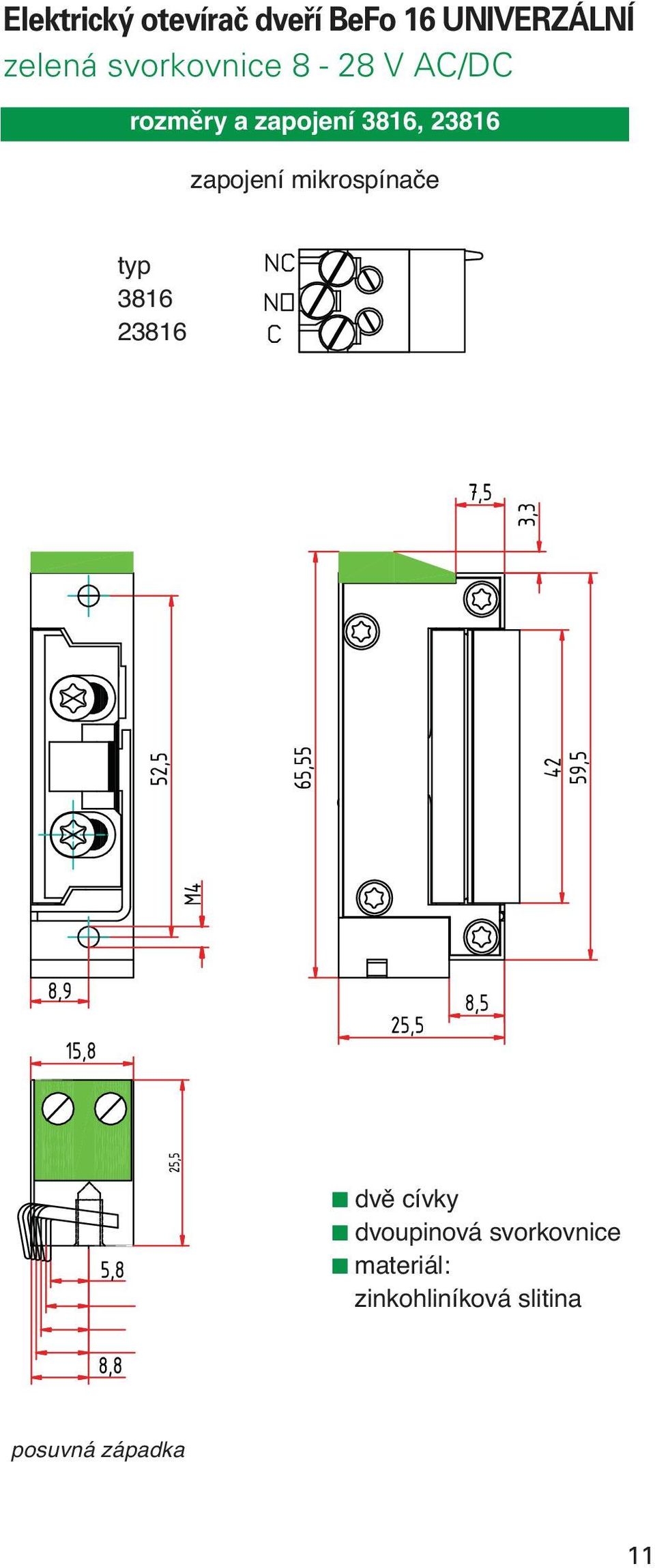 zapojení mikrospínače typ 3816 23816 dvě cívky dvoupinová