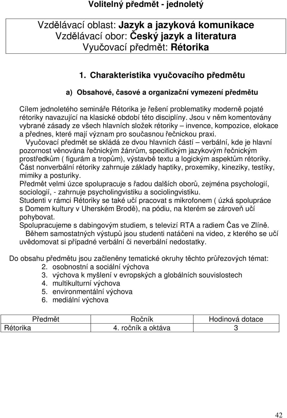 disciplíny. Jsou v nm komentovány vybrané zásady ze všech hlavních složek rétoriky invence, kompozice, elokace a pednes, které mají význam pro souasnou enickou praxi.