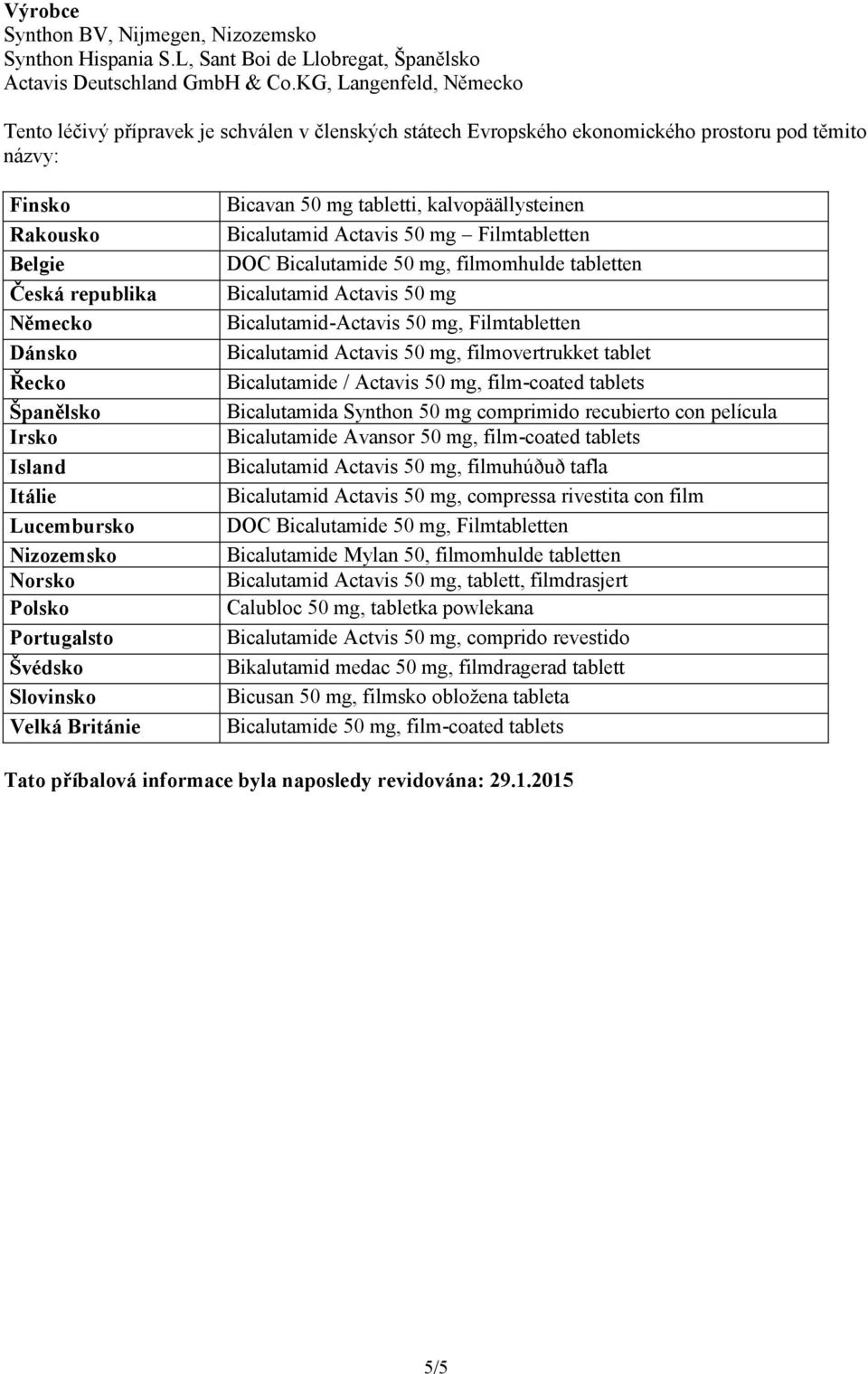 Irsko Island Itálie Lucembursko Nizozemsko Norsko Polsko Portugalsto Švédsko Slovinsko Velká Británie Bicavan 50 mg tabletti, kalvopäällysteinen Bicalutamid Actavis 50 mg Filmtabletten DOC