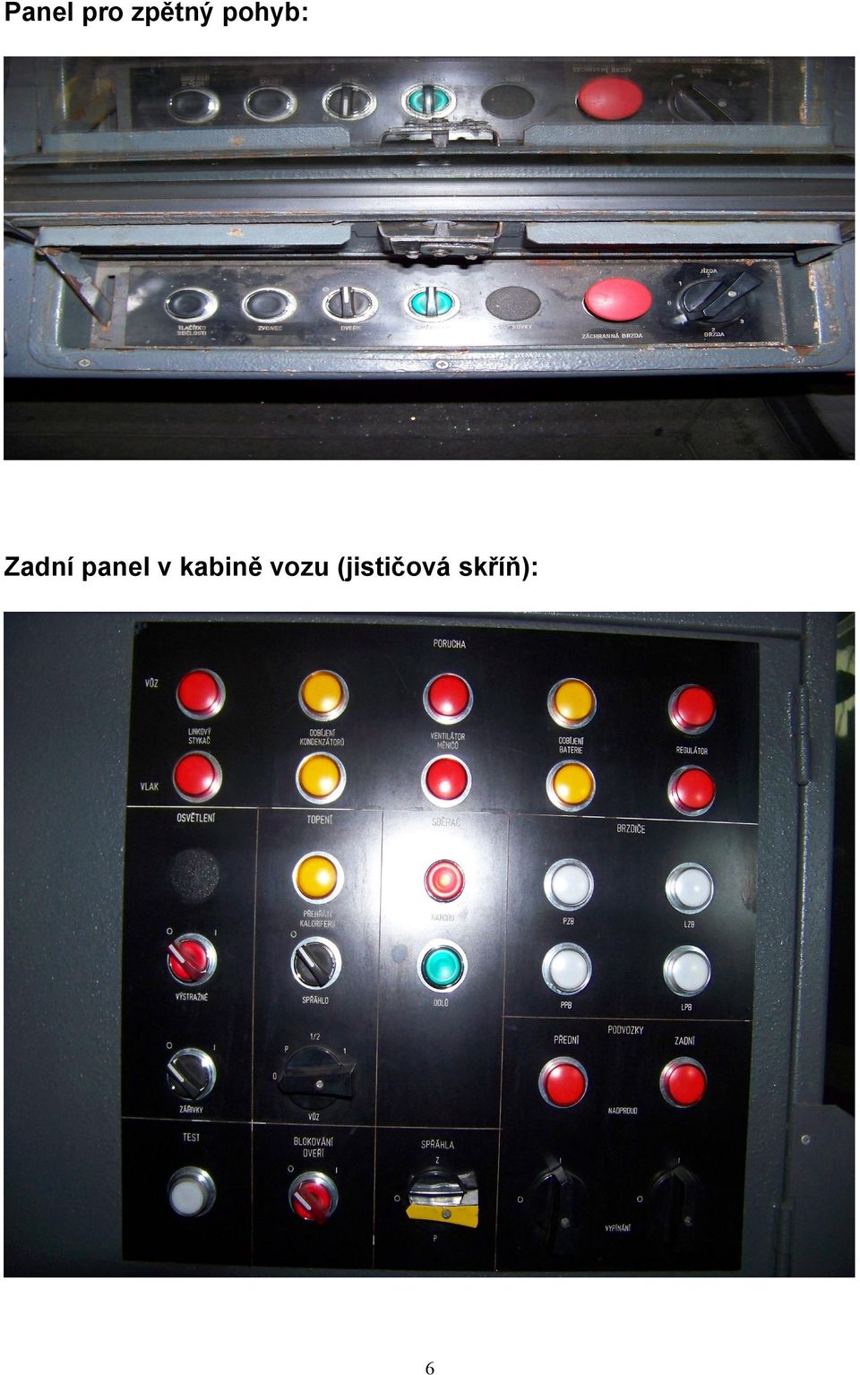 panel v kabině