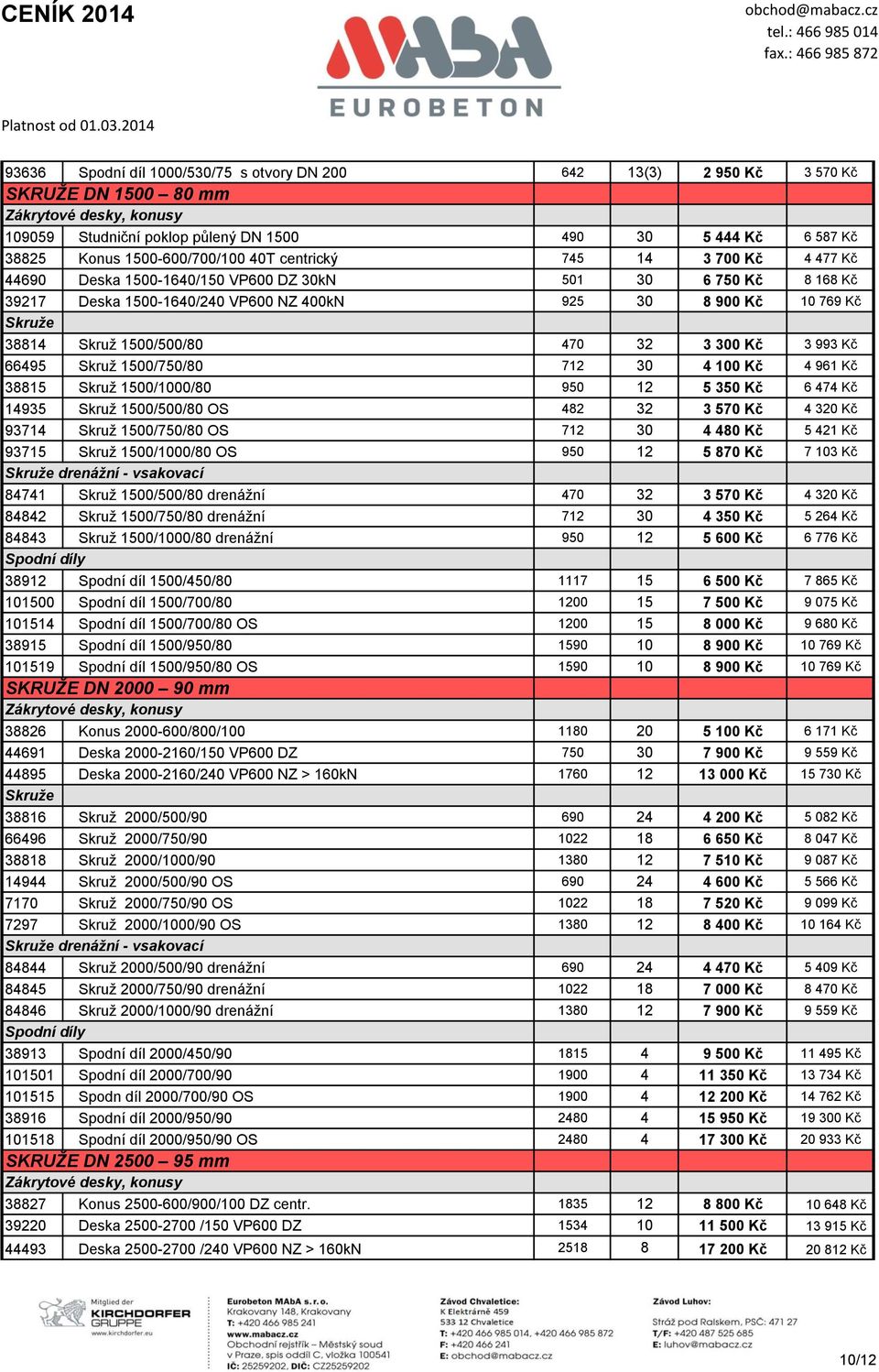 470 32 3 300 Kč 3 993 Kč 66495 Skruž 1500/750/80 712 30 4 100 Kč 4 961 Kč 38815 Skruž 1500/1000/80 950 12 5 350 Kč 6 474 Kč 14935 Skruž 1500/500/80 OS 482 32 3 570 Kč 4 320 Kč 93714 Skruž 1500/750/80