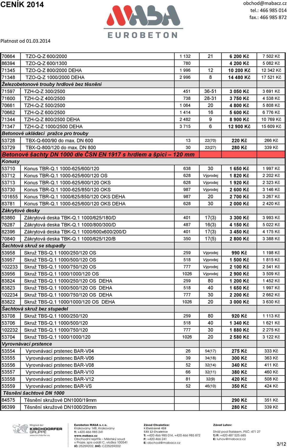 808 Kč 70662 TZH-Q-Z 600/2500 1 414 16 5 600 Kč 6 776 Kč 71344 TZH-Q-Z 800/2500 DEHA 2 482 9 8 900 Kč 10 769 Kč 71347 TZH-Q-Z 1000/2500 DEHA 3 715 6 12 900 Kč 15 609 Kč Betonové ukládací pražce pro