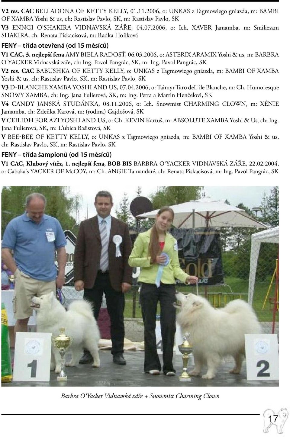 2006, o: ASTERIX ARAMIX Yoshi & us, m: BARBRA O YACKER Vidnavská záře, ch: Ing. Pavol Pangrác, SK, m: Ing. Pavol Pangrác, SK V2 res.