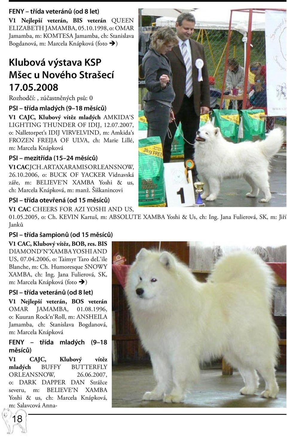 2008 Rozhodčí:, zúčastněných psů: 0 PSI třída mladých (9 18 měsíců) V1 CAJC, Klubový vítěz mladých Amkida s LIGHTING THUNDER OF IDIJ, 12.07.