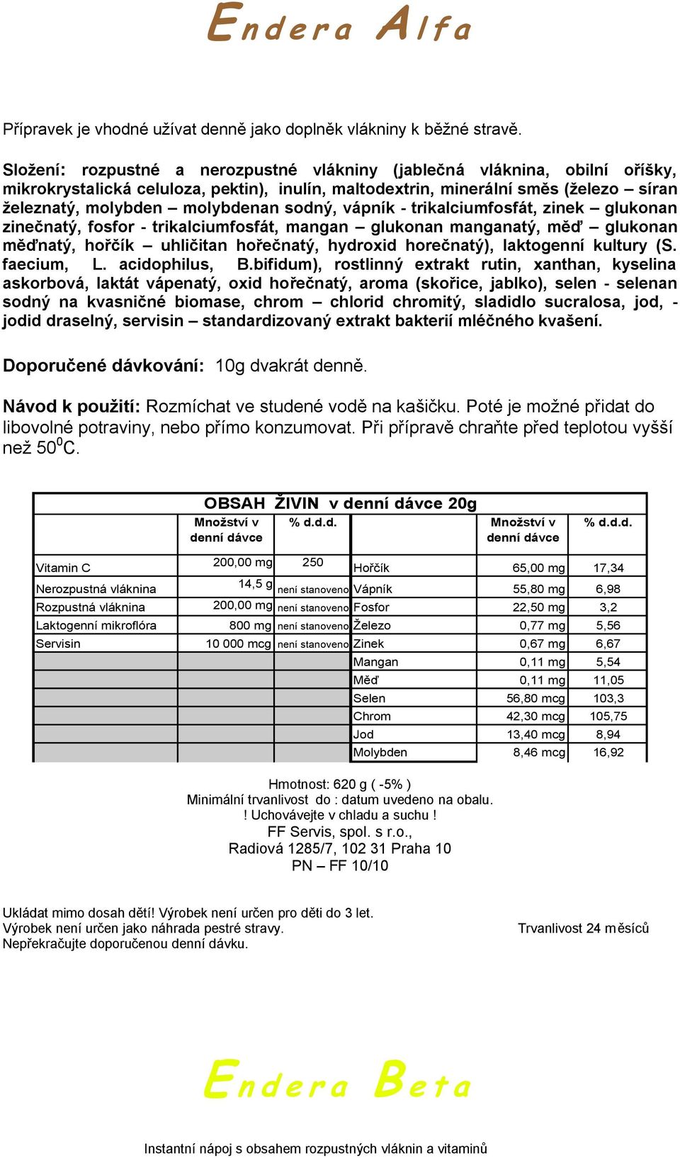 sodný, vápník - trikalciumfosfát, zinek glukonan zinečnatý, fosfor - trikalciumfosfát, mangan glukonan manganatý, měď glukonan měďnatý, hořčík uhličitan hořečnatý, hydroxid horečnatý), laktogenní