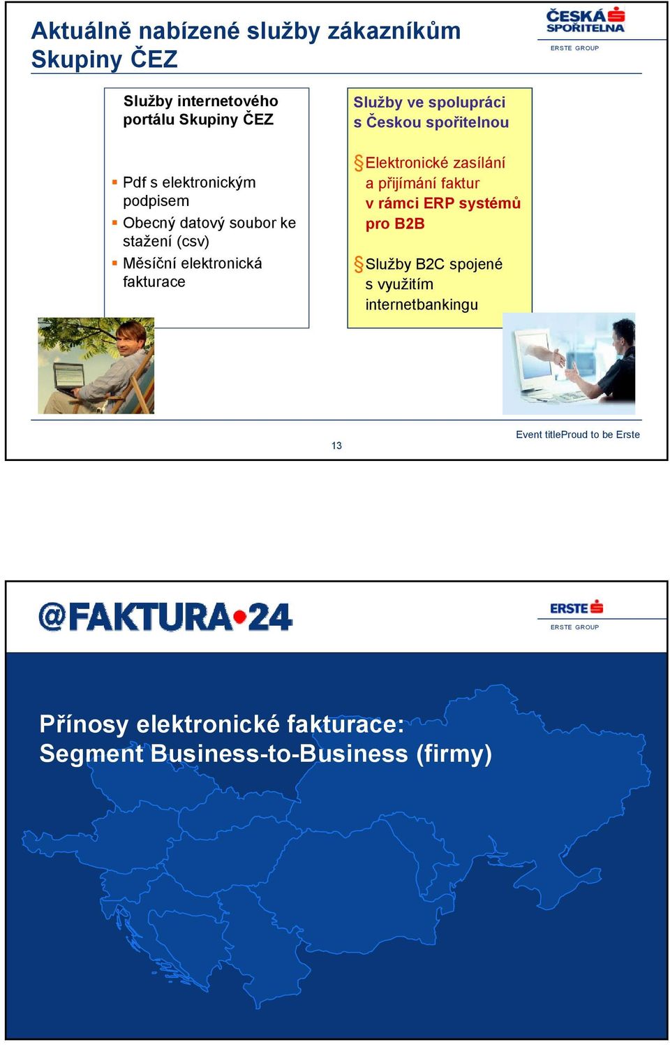 spolupráci s Českou spořitelnou Elektronické zasílání apřijímání faktur v rámci ERP systémů pro B2B